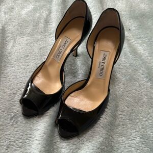 Jimmy Choo London black pump open toe 8.5